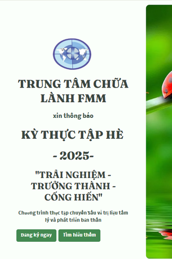 Trung Tâm Chữa Lành Fmm khai giảng kỳ thực tập hè  2025:"Trải Nghiệm – Trưởng Thành – Cống Hiến"